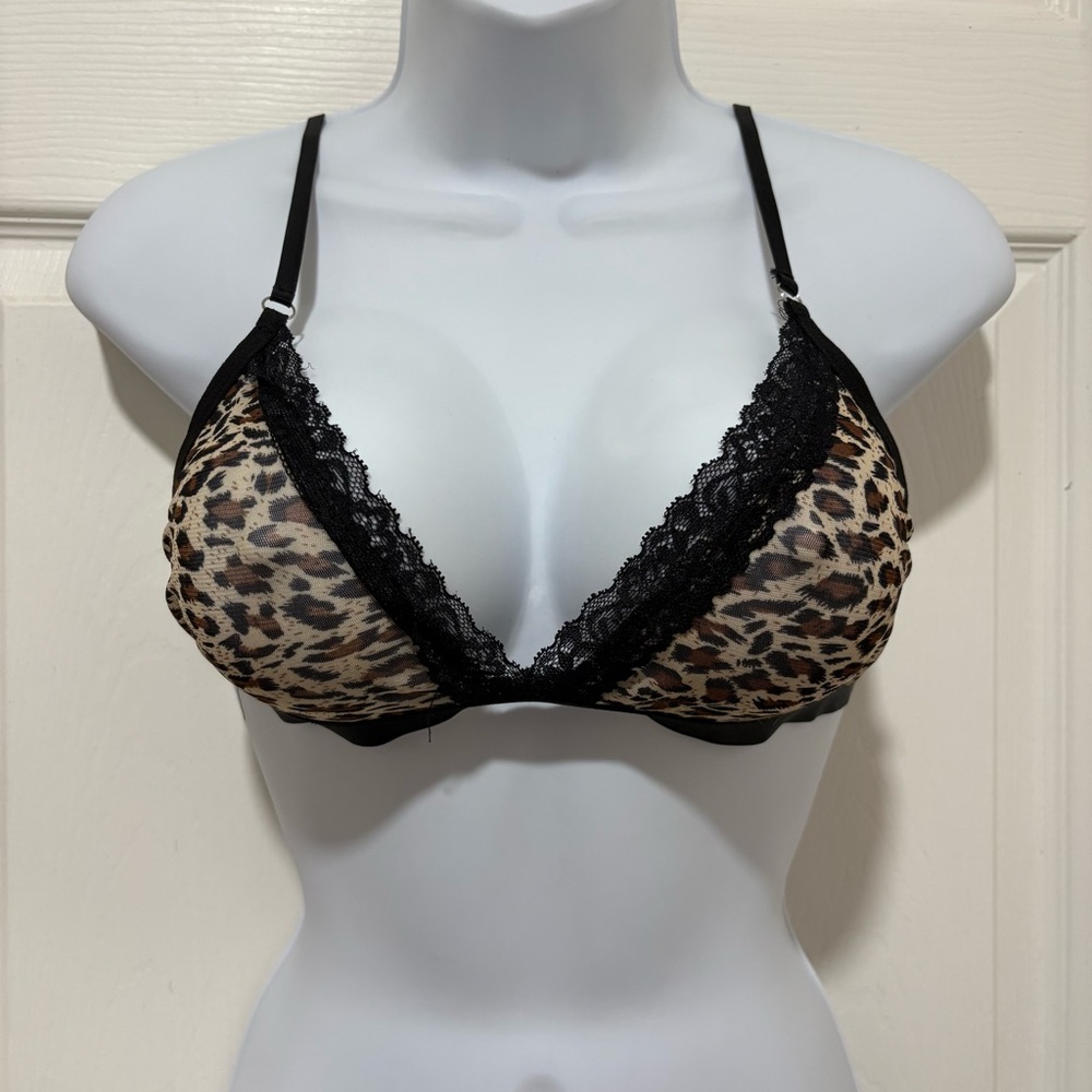 (3 for $15 MUST BUNDLE) Leopard Mesh Bra with Lace Trim